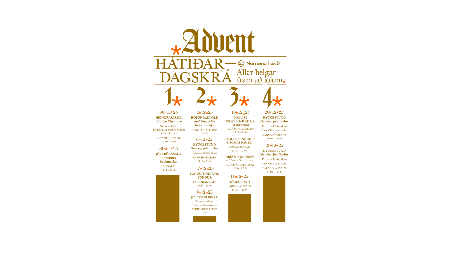 Advent Program – every weekend leading up to Christmas!