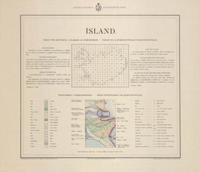 an old map from 1800 of the areas in Icealand that the Danish army cartographer
