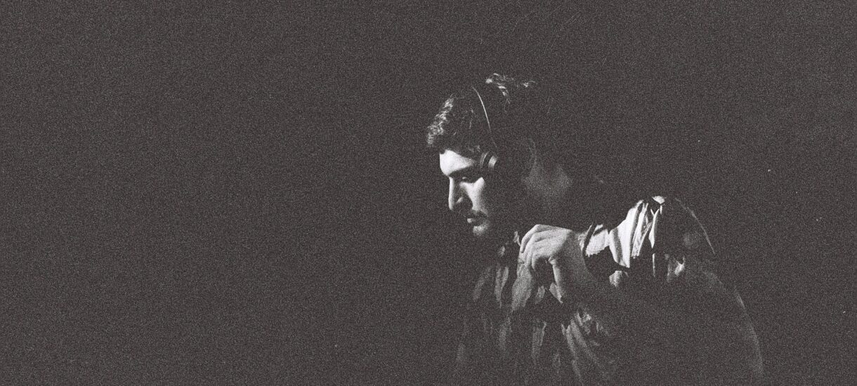 Black and white photo of DJ Oles Zanzulin