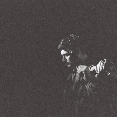 Black and white photo of DJ Oles Zanzulin